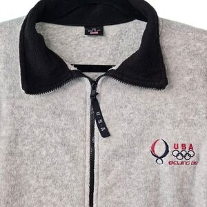 Team USA Beijing 2008 Olympics Fleece Jacket Grey Full Zip Mens XXL Made in USA‎